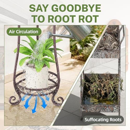 iDavosic.ly 2 Tier Tall Metal Plant Stand Outdoor Indoor, 27 Inch, Bronze - Image 3