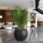 17" H x 21" Dia Modern Large Round Black Fiberstone Planter Pot with Drainage Hole, Lightweight UV-Resistant Planter for Olive Trees, Fiddle Leaf Fig & Tall Plants, Indoor Outdoor Entryway, Patio - Image 5