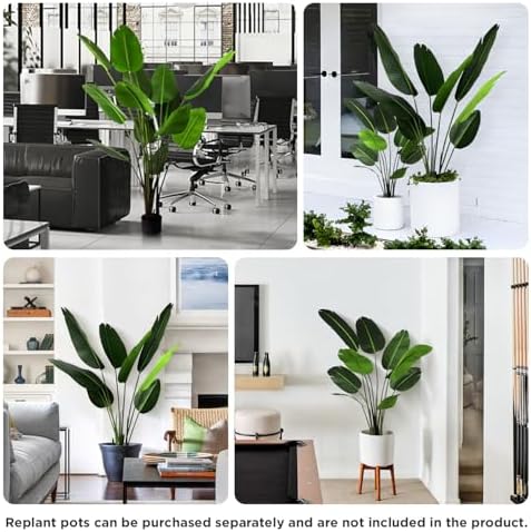 Bird of Paradise 6 FT Artificial Plant (Set of 2) Outdoor Faux Topiary Trees with Planters,6 Feet Fake Floor Plant Potted for Front Porch Home Office Living Room Decorations - Image 6