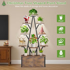 Plant Stand Indoor with Grow Lights - 10 Tiered Plant Shelf with 2 Removable Drawers, 65" Tall Plant Shelf with Grow Light Holds 13 Pot Plants, Christmas Tree Shaped Plant Stand for Home, Living Room - Image 4