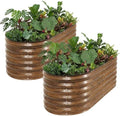 Galvanized Raised Garden Bed - 2PCS 4x2x1.4ft Metal Planter Box Brown by ZORMY