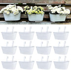 LaLaGreen Outdoor Rail Planter (11.2 in, 12 Pack) White Metal Hanging Pots by L%C3%A1L%C3%A1Green