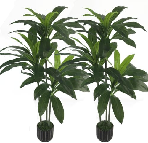 (2 Pack) Artificial Plants Indoor - 4ft Dracaena Tree for Home Decor by Unknown