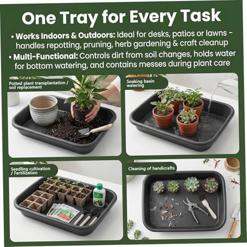 1-Pack Gardening Tray, Large Potting Tray for Repotting Plants, Waterproof Foldable Mat for Indoor & Outdoor Garden Use, Soil Mixing & Dirt Control - Image 5