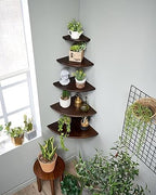 Corner Shelves, Floating Corner Shelf, Set of 2 12inch Solid Oak Wood Corner Wall Shelves, Round End with Wire Hole for Small Plant for Bedroom Kitchen, Living Room - Image 2