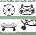 3 Packs 12 inches Metal Heart Outdoor Plant Caddy with Wheels Large Rolling Plant Stands Rolling Plant Dolly Heavy-Duty Plant Roller Base Movers for Indoor and Outdoor - Image 2