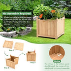 GRAFFY Raised Garden Bed, Folding Wood Planter Box w/Removable Bottom & Drainage, Indoor Outdoor Square Elevated Planter for Flower Herb Vegetable Fruit, Plant Container for Grass Lawn Patio Backyard - Image 4