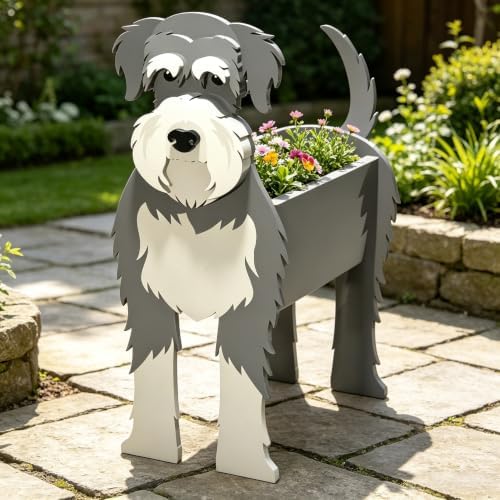Animal PVC Flower Pot, Schnauzer Shaped Succulent Planter Flower Holder for Garden Patio Balcony Window Sill, for Birthday Pet Lovers, 36x22cm(14x9in) - Image 2
