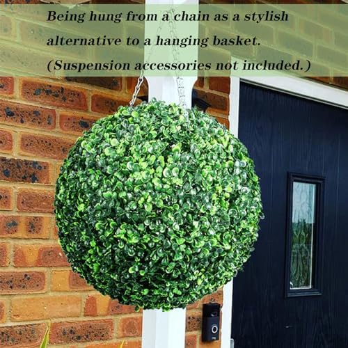 Artificial Green Plant Decorative Balls Round Dia 20in, Faux Boxwood Decorative Balls, Pendant Ceiling Hanging Grass Ball, Decor Greenery Eucalyptus Topiary Ball - Image 2