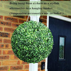 Artificial Green Plant Decorative Balls Round Dia 12in, Faux Boxwood Decorative Balls, Pendant Ceiling Hanging Grass Ball, Decor Greenery Eucalyptus Topiary Ball - Image 2