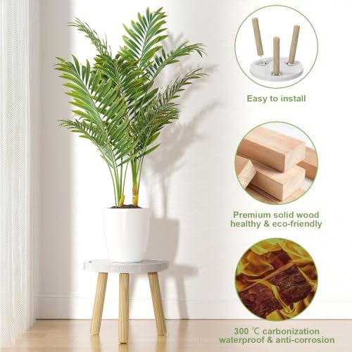 5-Pack Wood Plant Stands Indoor, Single Plant Stand for 6-12 Inch Pots, Mid-Century Modern Plant Stool, Tall Plant Stand for Large Plants for Living Room, Balcony, Office (White) - Image 4