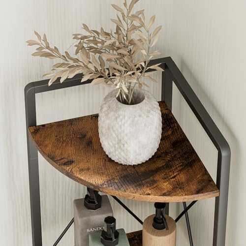 6 Tier Corner Shelf Stand, 78" H Tall Corner Bookshelf, Rustic Brown - Image 6