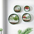 Pack of 4 Round Wall Planters Hanging Metal Plant Containers Circle Plant Holder Contemporary Morden Circle Iron Vase for Succulents or Herbs Cactus and More (Green) - Image 7