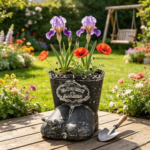 Vintage Distressed Metal Boot Planter with Bird Accent Farmhouse Decorative Plant Pot for Succulents, Small Plants & Floral Arrangements, Boot-Shaped Flower Pot for Indoor Outdoor Garden Balcony Decor - Image 4
