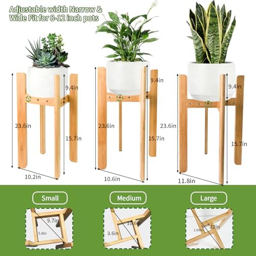 23.6" Tall Adjustable Plant Stand Indoor Flower Holder Fits 8-12 Inch Pots - Image 3