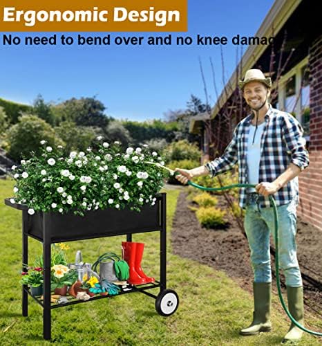 Koutemie Raised Garden Bed with Legs, Planter Box Outdoor with Wheels - Image 4