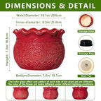 10 Inch Flower Pots, Ceramic Pots for Indoor Plants, Red - Image 2