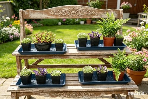 2 Pack Plastic Plant Tray Saucer Rectangular 23 24 Inch, Plant Trays Saucers for Indoor Outdoor, Water Drip Tray for Flower Pot Planter, Windowsill, 8 x 23.6 Inches, Blue - Image 5