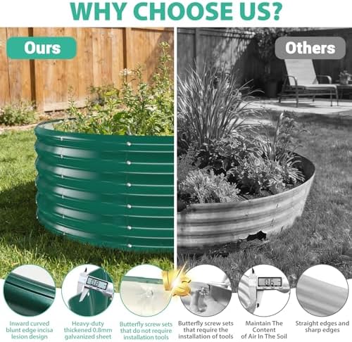 YSEJOMP 17" Tall 48" Diameter Round Raised Garden Bed Kits Outdoor Green - Image 4