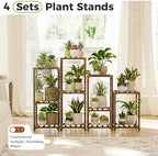 Bamworld Plant Stands Indoor 4 Sets Plant Shelves Outdoor - Image 3