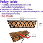 LaLaGreen Deck Railing Planter (24 in, 2 Pack) Black Metal Flower Box - Image 2