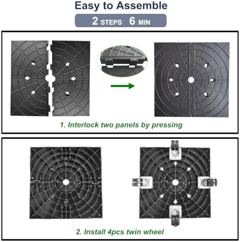 14 Inch Square Plant Caddy with Wheels Outdoor Indoor, Rolling Plant Stand for 400lb Heavy Duty Flower Pots, Square Plant Rollers Lockable Potted Planter Dolly, 2 Pack Black - Image 6