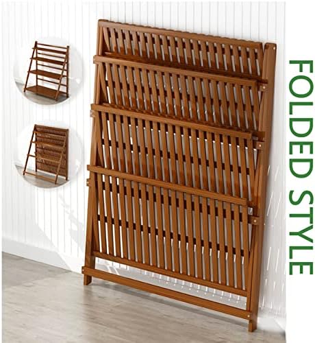 Hanging Rod Plant Stand 3 Tier Flower Ladder Rack Free Standing Shelf Storage Display Holder, Indoor Outdoor Garden Patio Planter Stand Bamboo, Brown (Size : 70x33x124cm) - Image 3