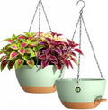 13 Inch Large Self Watering Hanging Planters 2 Pack with Saucers by Areutxbis