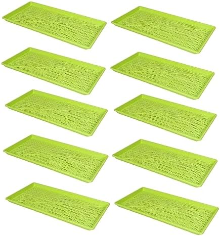 SUNPACK 10" x 20" Heavy Duty Mesh Plastic Seed Starting Tray, Lime Green, 1" (Pack of 10) - Ensures Water Drainage and Aeration, Perfect for Greenhouses or Indoor Gardening by SUNPACK
