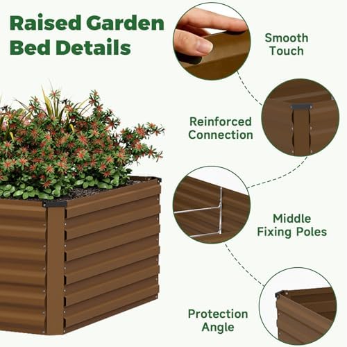 NAVINE 8x4x3ft Outdoor Metal Raised Garden Bed, Metal Planter Box, 2-Pack - Image 4