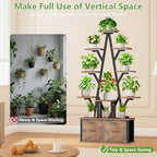 Plant Stand Indoor with Grow Lights - 10 Tiered Plant Shelf with 2 Removable Drawers, 65" Tall Plant Shelf with Grow Light Holds 13 Pot Plants, Christmas Tree Shaped Plant Stand for Home, Living Room - Image 5