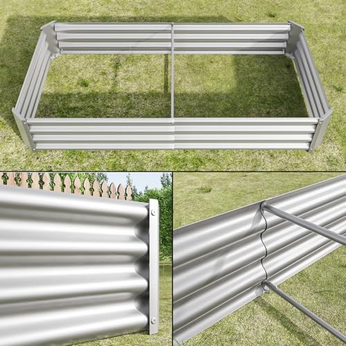 Metal Raised Garden Bed Outdoor, Rectangle Galvanized Rustproof Raised Planter Boxes for Flowers, Plants, Vegetables, Herbs (Silver, 6x3x1FT) - Image 6