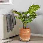 9.5 Inch Large Flower Pot for Outdoor Plants, Modern Tall Round Fiberstone Planter with Drainage Hole, 11" H Camel Decorative Garden Pot for Porch, Patio, Indoor Decor, Tree Container - Image 3