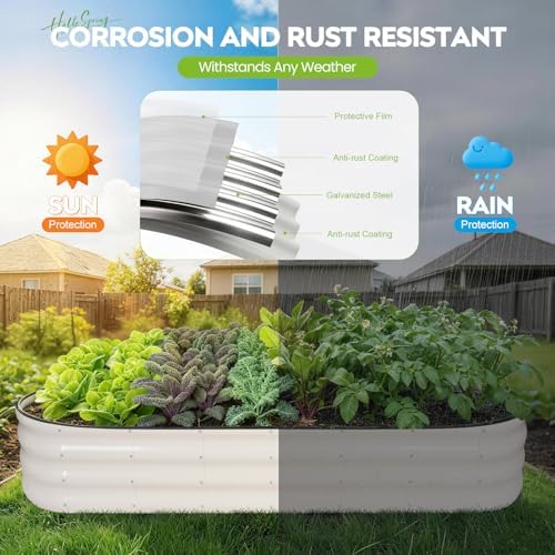 Galvanized Raised Garden Bed 2 PCS, 8x2x1ft Metal Planter Box White - Image 4