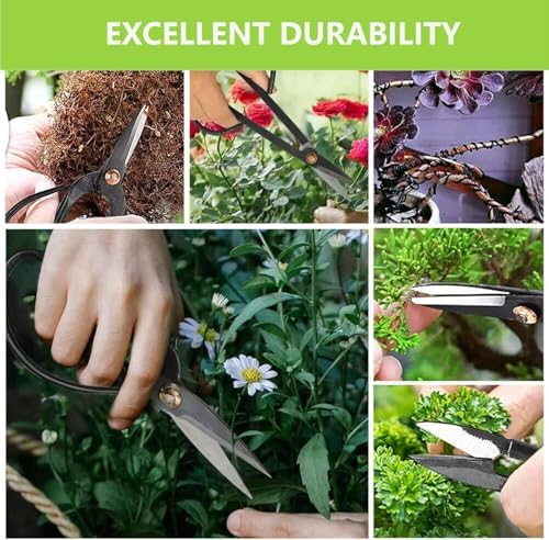 Gardening Bonsai Tool Sets 15pcs Carbon Steel Garden Plant Trimming Kit Scissor Cutter Shear Heavy Duty Nylon Case Outdoor Entrenching Tools - Image 3
