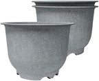 17 Inch Wide Mouth Planter Urns, Set of 3, Granite Grey, Premium Plastic - Image 2