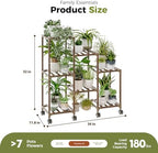 Bamworld Plant Stand with Wheels for Indoor Plants Wood Outdoor Tiered Shelf 3 Tire 7 Potted Ladder Plant Holder Table Pot Stand for Window Garden Balcony Patio Living Room (natureDL) - Image 6