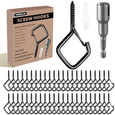 60 Pcs Ceiling Hooks for Hanging Plants, Screw in Hooks Black by Unknown