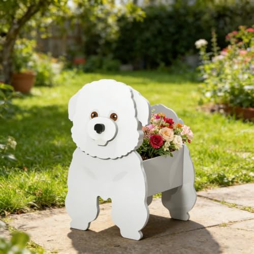Animal PVC Flower Pot, Bichon Frise Shaped Succulent Planter Flower Holder for Garden Patio Balcony Window Sill, for Birthday Pet Lovers, 43x27cm(17x11in) - Image 3