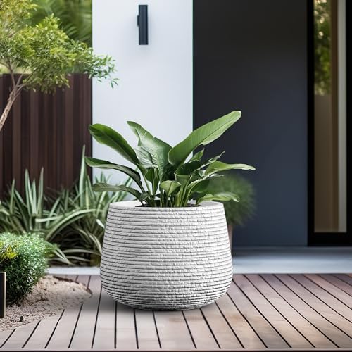 Kante Snow White Concrete Planter 17.3" Dia All-Weather Round Accent Pot - Image 4