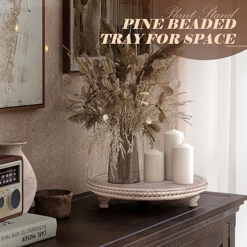 EOSAHR Beaded Round Display Riser for Room Decor, Dark Natural - Image 3