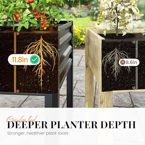 King Bird Large Raised Garden Bed with Legs & Cover & Netting 72×23×55 in - Image 5