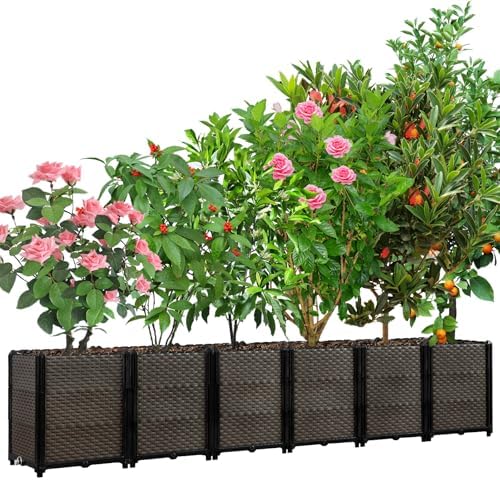 Large Raised Planter Box Outdoor Self Watering 94.4"x15.7"x19.7", Deep Raised Garden Bed - Elevated Garden Box with Drainage Plug, Rectangular Garden Planter Perfect for Patio Balcony Deck by CiaoStilista