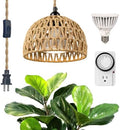 20W Full Spectrum Hanging Grow Light, 3000K Decorative Pendant Plant Lamp, On-Off Switch & Mechanical Timer, 15FT Power Cord, Height Adjustable Indoor Grow Light for Flowers Plants by JMXULONG