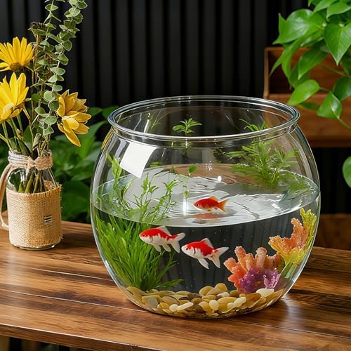 Geelin 7 Gallon Plastic Fish Tank Large Bowl Shatterproof with Crystal Clear Clarity for Terrarium, Flower Vase Centerpiece Gift for Fish Lovers (Round) - Image 5