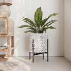 EverNest Tristan White with Black Boho Pattern Plant Pot with Loki Stand, SelectBase Indoor Planter, Neutral Home Decor, Minimalist Artistic Boho Plant Pot (Large, Black) - Image 5