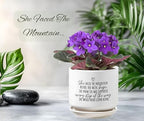 Lighthouse Christian Products Kindness Collective Inspirational Planter with Drainage and Saucer, Encouragement Flower Pot for Home or Office 5 x 5.5 Inch Ceramic She Faced the Mountain with Hope - Image 2