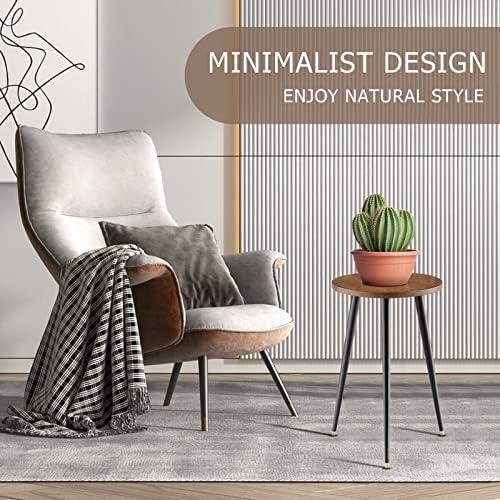 KINNARY Tall Plant Stand Indoor, Mid Century Wood Plant Stand Plant Table for Flower Pots, Heavy Duty Metal Plant Holder, Modern Home Decor Small Round Side End Table (11.8"x20") - Image 4