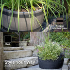RTS Home Accents Polyethylene Whiskey Barrel Planter for Indoor or Outdoor Gardening, Woodgrain with Black Stripes (2 Pack) - Image 6