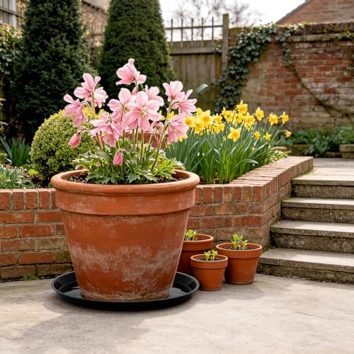 6 Pack 20 inch Plant Saucers for 17.5 inch Planters, Modern Matte Finish 18 20 22 25 inch Flower Pot Drip Tray Base for Indoors Outdoors, Heavy Duty Plant Trays to Catch Water, Black - Image 7